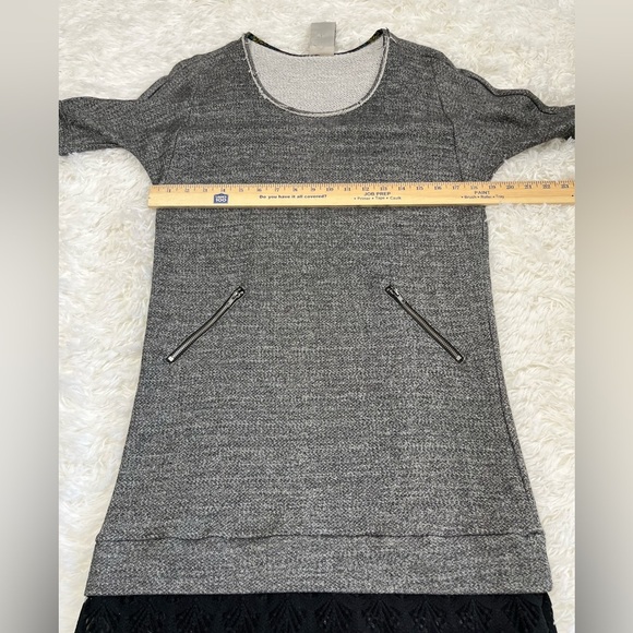 Anthropologie | Dolan | Fiona Gray Knit Black Lace Trim Shift Dress - Picture 6 of 7